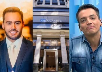 O empresário Thiago Miranda (à esq.) e o jornalista Léo Dias.