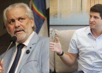 O vereador Osmar Ricardo (PT) e o prefeito João Campos (PSB).
