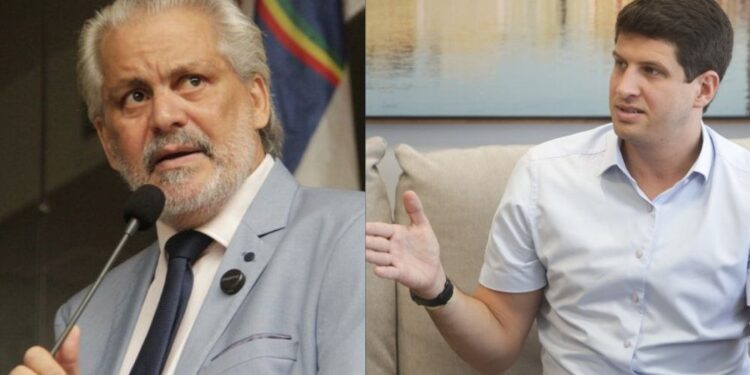 O vereador Osmar Ricardo (PT) e o prefeito João Campos (PSB).