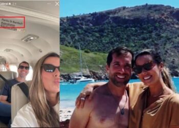 O empresário  Alexandre Klabin em viagem de luxo com a sua esposa.