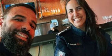 O PRF Diego Oliveira, e a comandante da GCM, Dayse Barbosa.