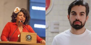 A deputada estadual Dani Portela (PT) e o jornalista Manoel Medeiros.