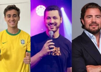 Nikolas Ferreira (PL-MG), o pastor Guilherme Batista e Daniel Vorcaro.