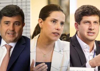 Eduardo da Fonte, Raquel Lyra e João Campos (Esq. p/ dir.)