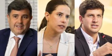 Eduardo da Fonte, Raquel Lyra e João Campos (Esq. p/ dir.)