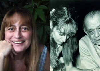 A jornalista Tereza Rozowykwiat recentemente (esq.) e mais jovem entrevistando Dom Helder Câmara (dir.)