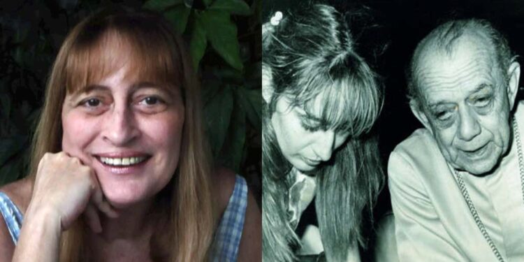 A jornalista Tereza Rozowykwiat recentemente (esq.) e mais jovem entrevistando Dom Helder Câmara (dir.)