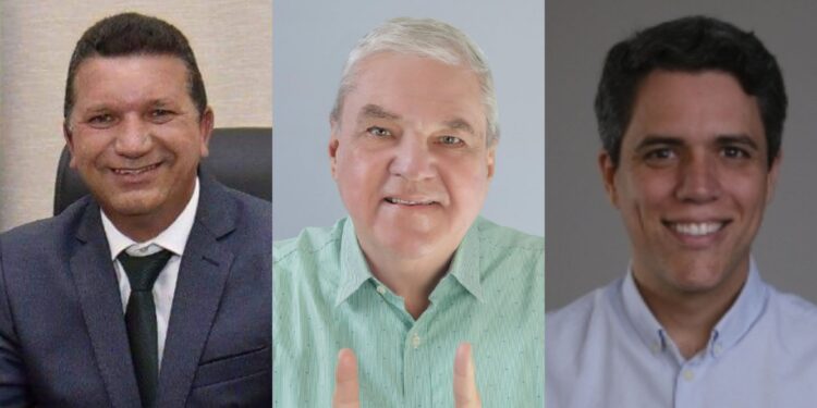 Os prefeitos de Orobó, Biu Abreu (PSDB); de Buenos Aires, Henrique Queiroz (PP); e de Aliança, Pedro Freitas (PP).