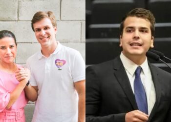 A governadora Raquel Lyra (PSD), o ex-prefeito de Petrolina Miguel Coelho (UB) e seu irmão Antônio Coelho, deputado estadual (UB)