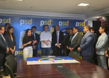 A governadora Raquel Lyra em evento na Sede do PSD em Brasília