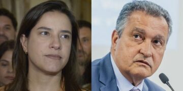 A governadora Raquel Lyra (PSD) e o Ministro da Casa Civil Rui Costa (PT)