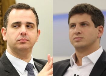O senador Rodrigo Pacheco (PSD-MG) e o prefeito de Recife, João Campos (PSB)