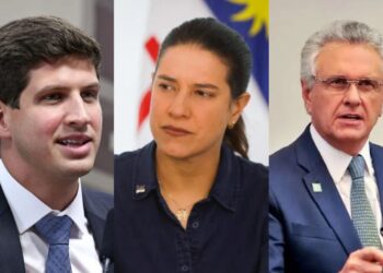 João Campos (PSB), Raquel Lyra e Ronaldo Caiado (PSD)