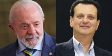 O presidente Lula (PT) e  o presidente do PSD, Gilberto Kassab