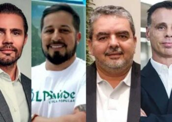 Daniel Vorcaro, Rodrigo Tavares, Ricardo Antunes e Lauro Jardim