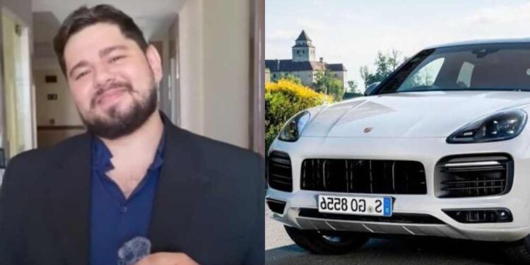 O empresário Luiz Henrique Bueno de 48 anos e a Porsche de sua esposa