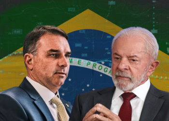 Os candidatos Flávio Bolsonaro e Lula