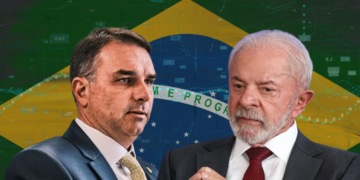 Os candidatos Flávio Bolsonaro e Lula
