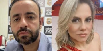 O delegado Diogo Gonçalves Bem e sua esposa Larissa Saraiva