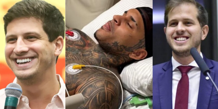 O ex-prefeito do Recife, João Campos, o cantor Anderson Neiff,  e o deputado federal Pedro Campos