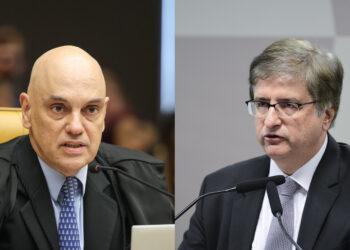 Ministro Alexandre de Moraes e o procurador-geral Paulo Gonet (esq. p/ dir.)