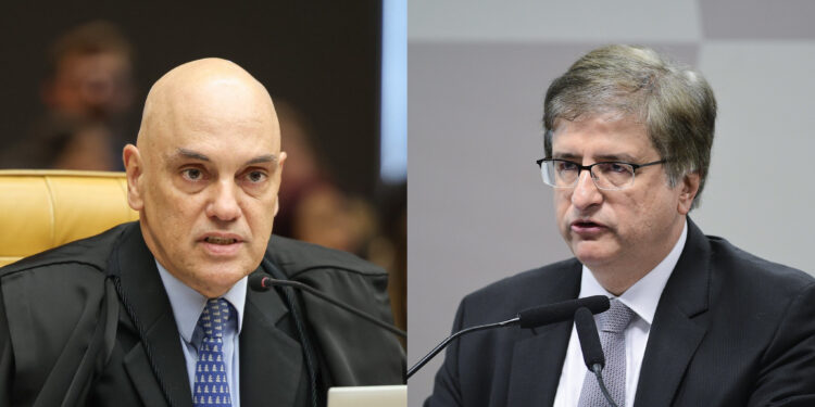 Ministro Alexandre de Moraes e o procurador-geral Paulo Gonet (esq. p/ dir.)