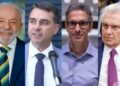 Lula, Flávio Bolsonaro, Romeu Zema e Ronaldo Caiado (da esq. p/ dir.)