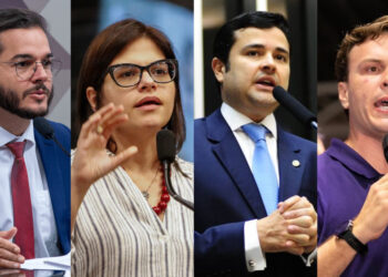 Túlio Gadelha,Priscila Krause (PSD), Eduardo da Fonte (PP) e Miguel Coelho (UB) (esq. p/ dir.)