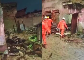 Bombeiros atuam em desabamento de casa na Comunidade do Pilar