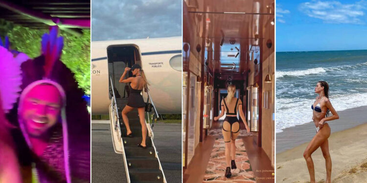 Daniel Vorcaro em festa em Trancoso (2022); modelos passaram por SP e RJ com luxo e jatinhos
