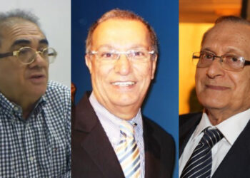 Diretor de redação Ivanildo Sampaio, o jornalista Orismar Rodrigues e o ex-prefeito do Recife Roberto Magalhães (esq. p/ dir.)