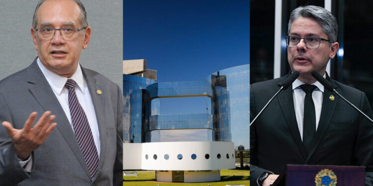 O ministro Gilmar Mendes e o senador Alessandro Vieira (esq. p/ dir.)