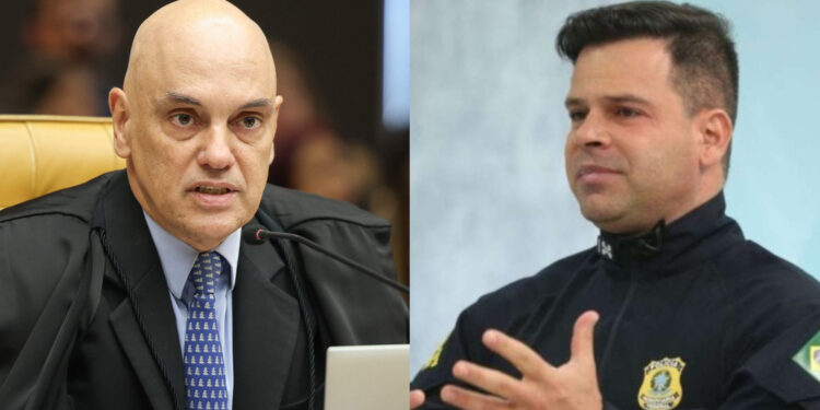 O ministro Alexandre de Moraes e o ex-diretor da PFR Silvinei Vasques (esq. p/ dir.)