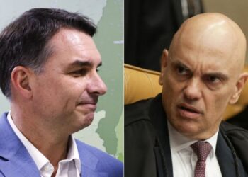 O senador Flávio Bolsonaro (PL) e o ministro do STF, Alexandre de Moraes.