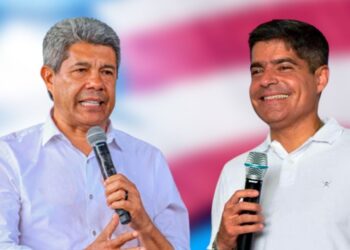 Os pré-candidatos ao governo da Bahia, Jerônimo Rodrigues (PT), e ACM Neto (União).