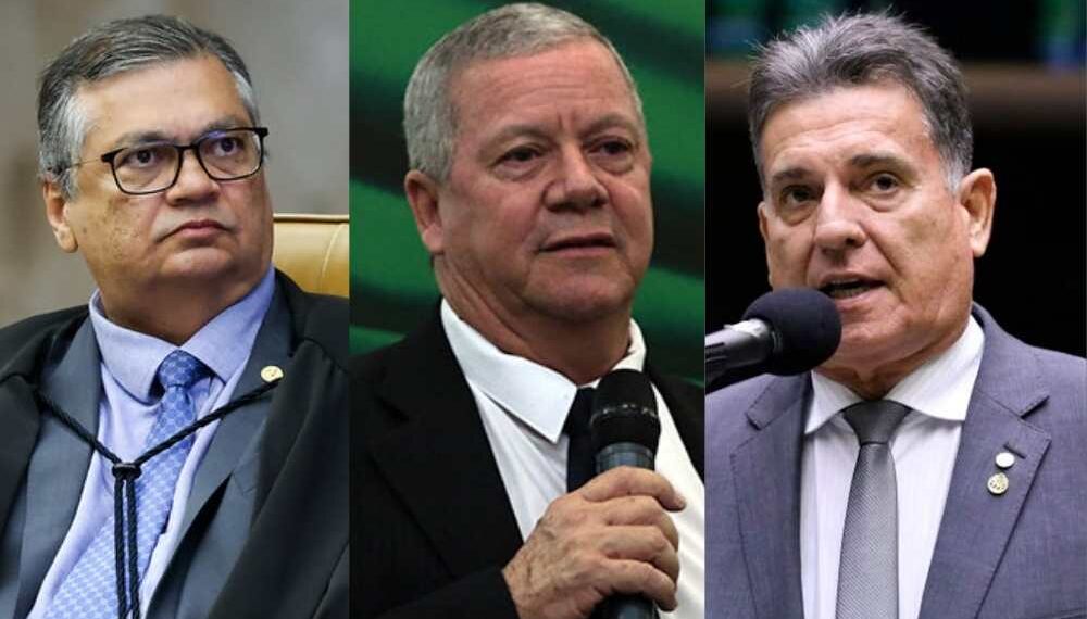 Da esq. para dir. Flávio Dino, coronel Elias Miler da Silva e Coronel Meira