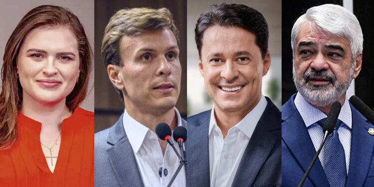 Marília Arraes, Miguel Coelho, Anderson Ferreira e Humberto Costa (esq. p/ dir)