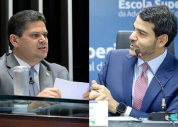 O senador Davi Alcolumbre (UB) e o Advogado-geral da União, Jorge Messias