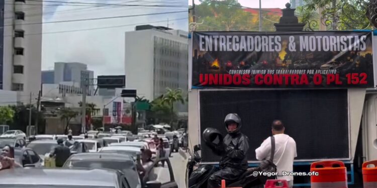 Motoristas de Aplicativo protestam contra a PL 152