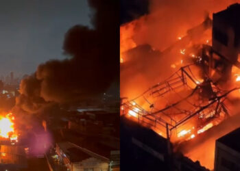 Incêndio atinge pontos comerciais em São José, no Centro, na madrugada deste sábado (23)
