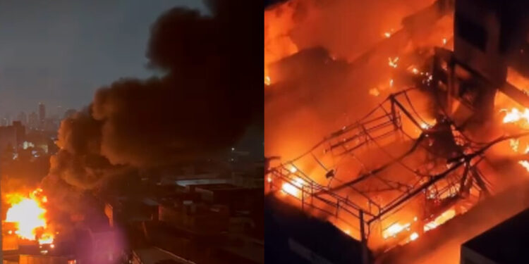 Incêndio atinge pontos comerciais em São José, no Centro, na madrugada deste sábado (23)
