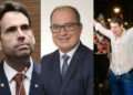 O vereador Eduardo Moura, o blogueiro Magno e João Campos