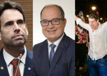 O vereador Eduardo Moura, o blogueiro Magno e João Campos