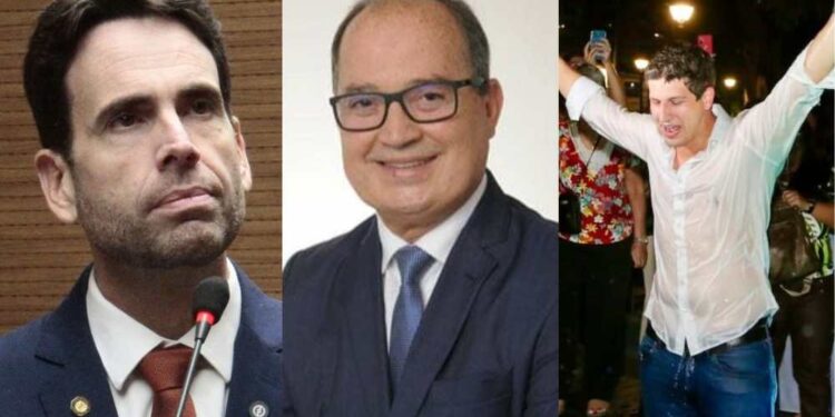O vereador Eduardo Moura, o blogueiro Magno e João Campos