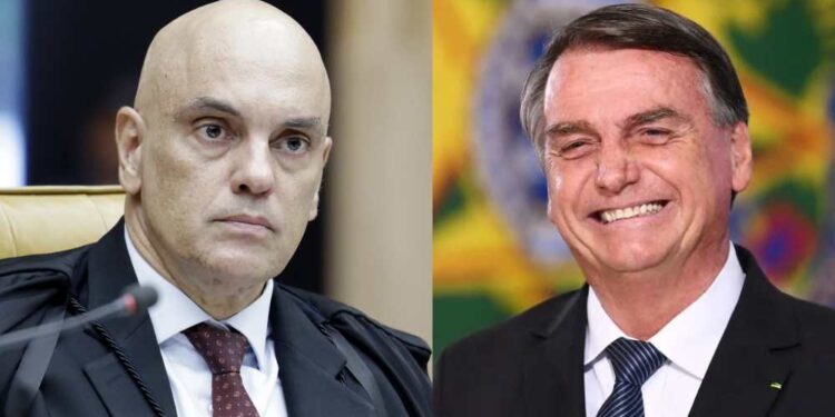 Alexandre de Moraes e o ex-presidente Jair Bolsonaro