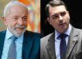 O presidente Lula e o candidato Flávio Bolsonaro