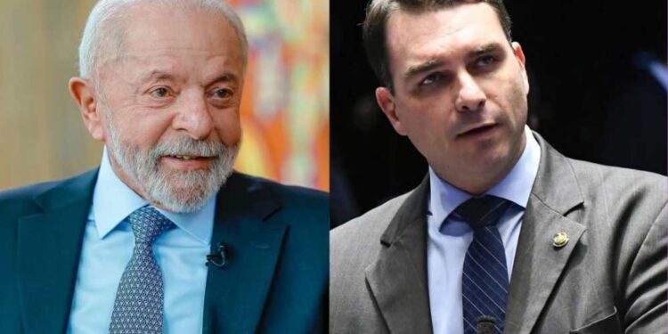 O presidente Lula e o candidato Flávio Bolsonaro