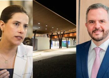 A governadora Raquel Lyra [esq.] e o ministro Tomé Franca [dir]