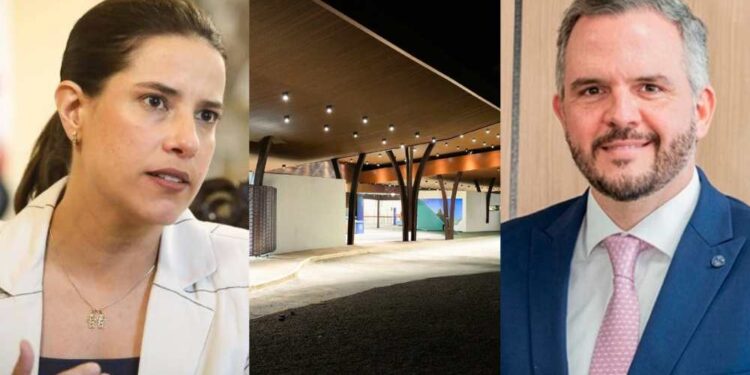 A governadora Raquel Lyra [esq.] e o ministro Tomé Franca [dir]