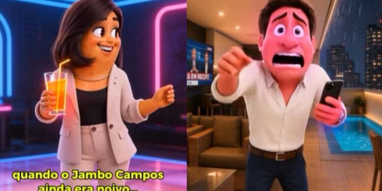 Personagens "Batata Amaral" e "Jambo Campos" ironizam o casal do PSB